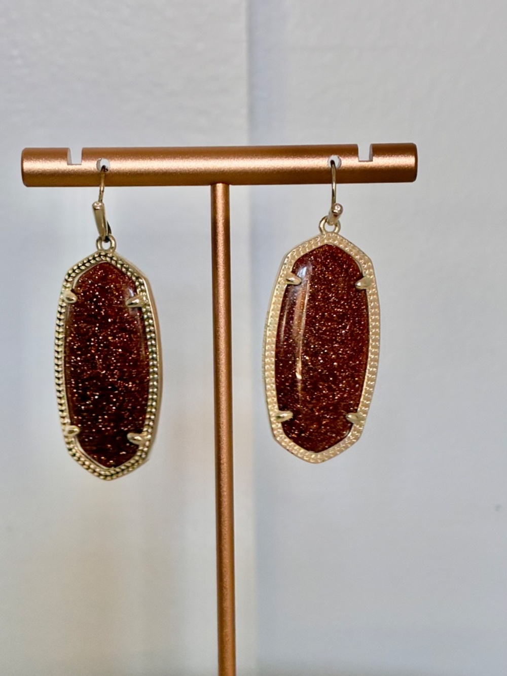 Kendra Scott brown druzy/gold Dani earrings
